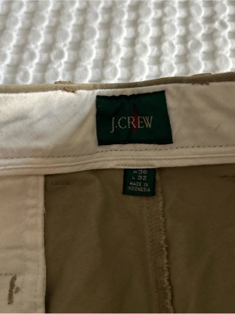 J.CREW Men's Khaki Beige 100% Cotton Oarsman Casual Pants 36x32 Classic Fit